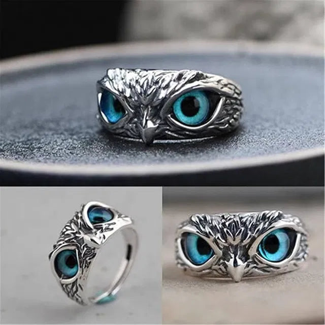 Silver Plated Owl Eye Ring for Men & Women